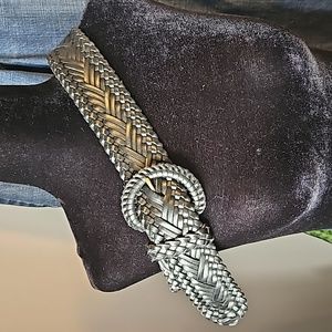 Braided Leather Wide Belt
